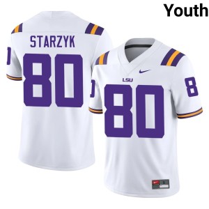 White Louisiana State Tigers Youth Scott Starzyk Stitched College Football #80 Jersey 160658-185