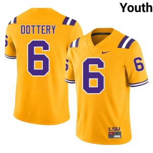 Gold #6 College Football TJ Dottery Youth Tiger Nation Limited Jersey 568113-251