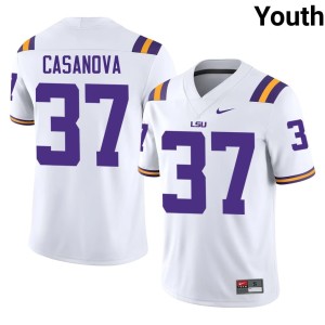 White Stitched #37 Youth Tommy Casanova College Football Louisiana State University Tigers Jersey 747218-559