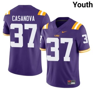 Purple #37 Official Louisiana State Tigers Youth Tommy Casanova College Football Jerseys 292393-510
