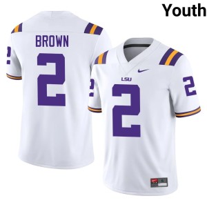 White #2 Embroidery Tre' Brown Youth Louisiana State University Tigers College Football Jerseys 636370-470