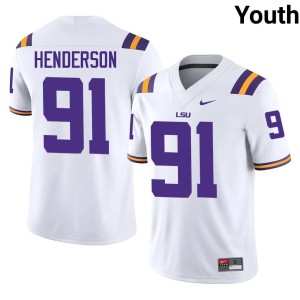 White Trenton Henderson College Football #91 Fighting Tigers Youth 2026 Jerseys 741112-676