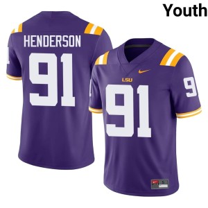Purple Trenton Henderson #91 College Football Louisiana State University Tigers High School Youth Jerseys 435047-187