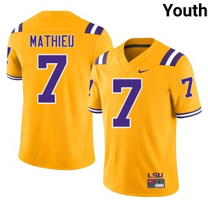 Gold Embroidery Tyrann Mathieu Youth College Football Louisiana State University Tigers #7 Jerseys 932006-211